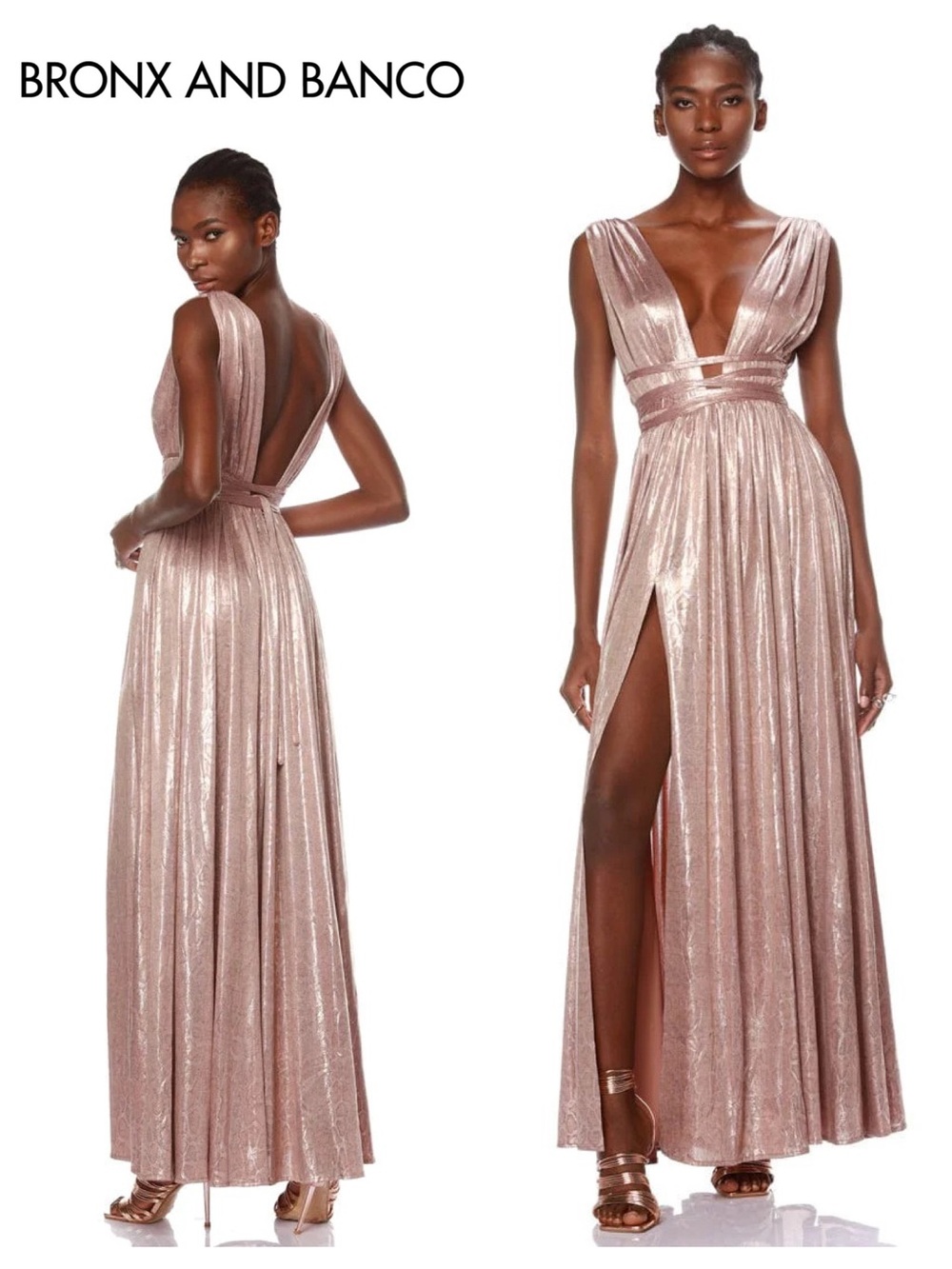 BRONX & BANCO Goddess Metallic Snake Gown